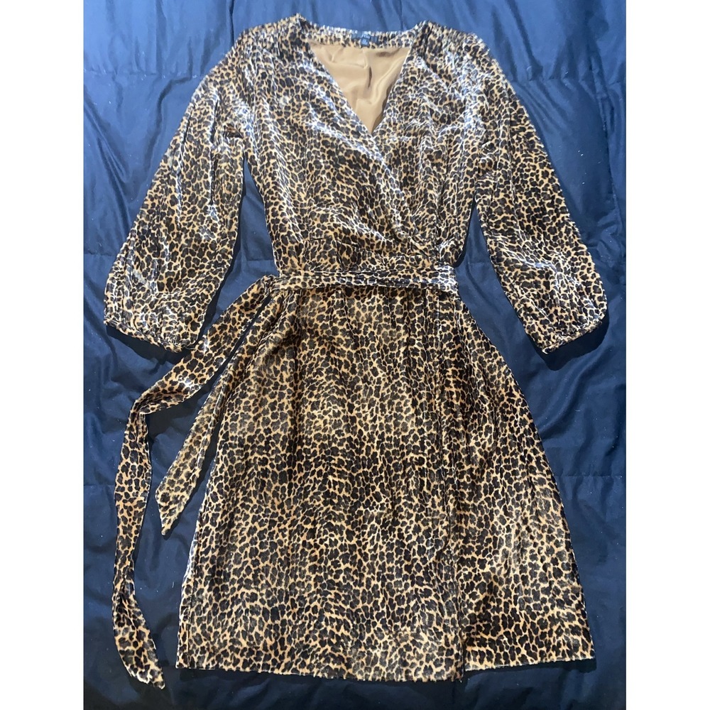 J. Crew Wrap Dress in Drapey Velvet Blush Leopard